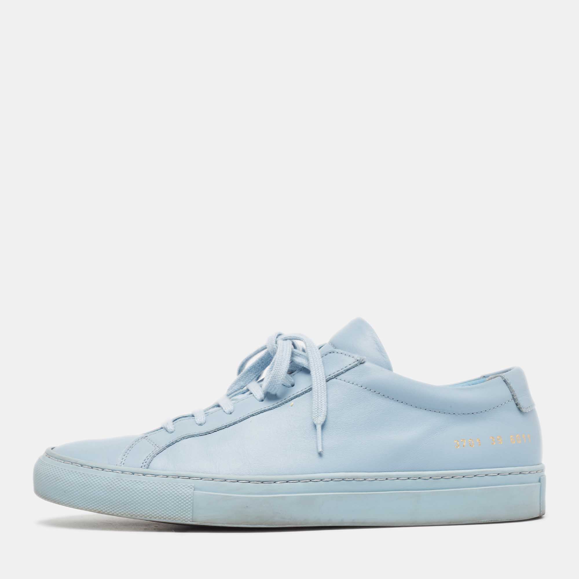 

Common Projects Blue Leather Low Top Sneakers Size