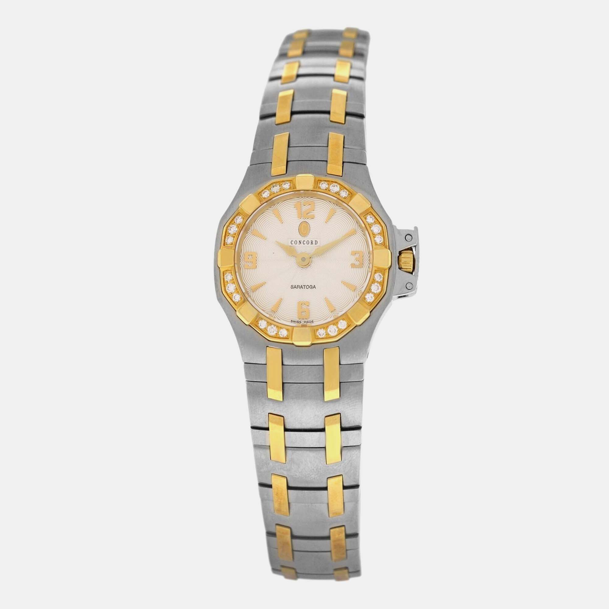 

Concord Saratoga 16.25.1833S Quartz Diamond Gold Stainless Steel Women's Wristwatch, White