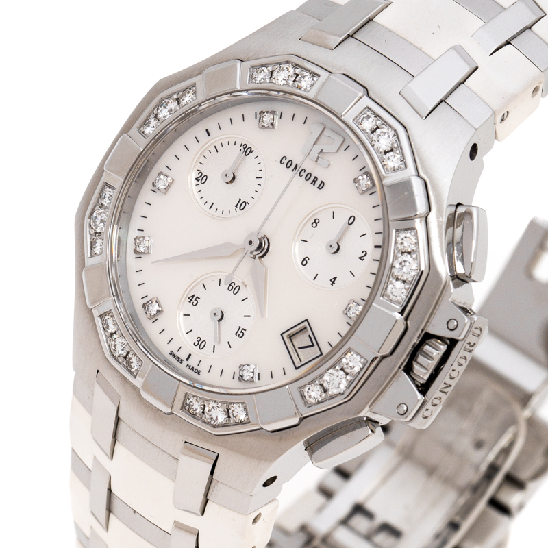 

Concord White Mother of Pearl Stainless Steel Diamonds Saratoga