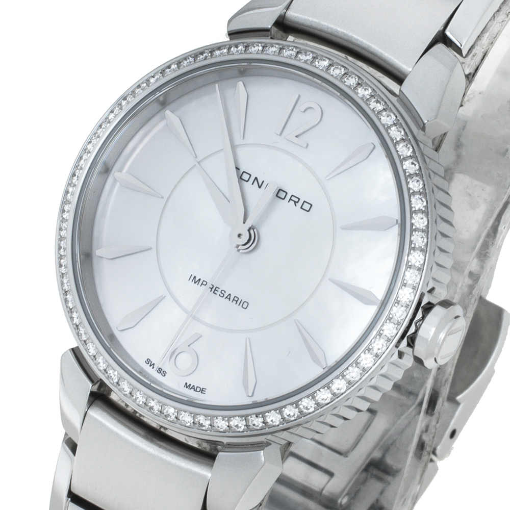 

Concord Mother Of Pearl Stainless Steel Diamond Impresario CC.06.3.14.1120S Women's Wristwatch, Silver
