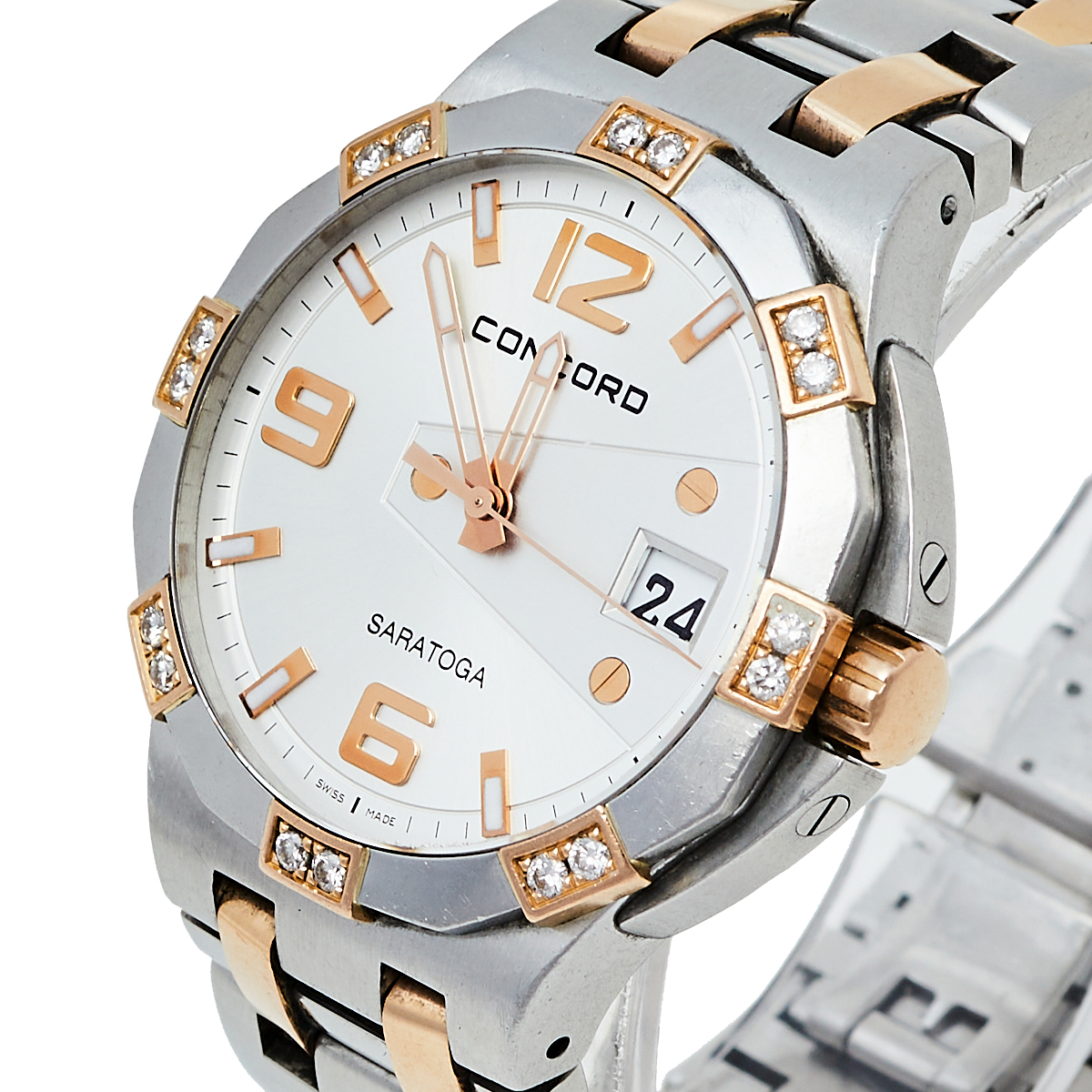 

Concord Silver 18K Rose Gold & Stainless Steel Diamond Saratoga 02.3.15.1010  Women' Wristwatch 35.50 mm