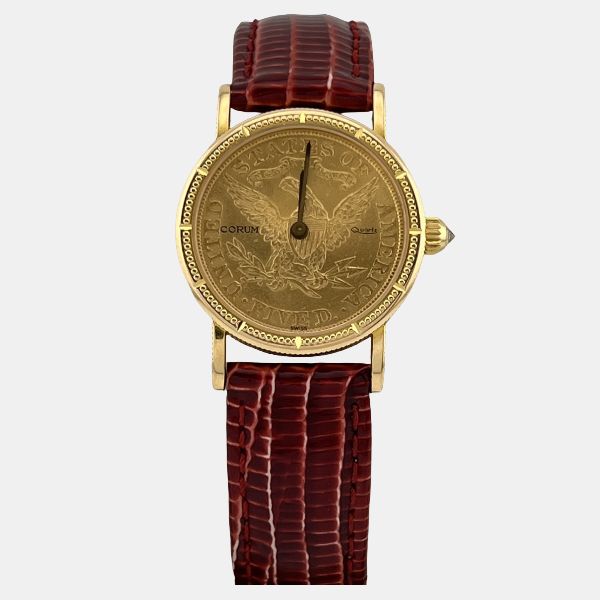 Pre-owned Corum $5 Gold Eagle-liberty Coin Watch Automatic Gold 18k Yellow Gold Unisex Wristwatch 24 Mm