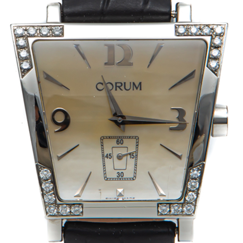 

Corum White Mother Of Pearl Dial Trapeze Steel Diamond Watch