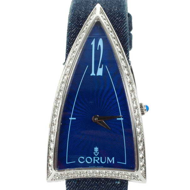 Pre Owned Corum Limited Edition Burj Al Arab Diamond 18 K White Gold Womens Wristwatch 29 MM
