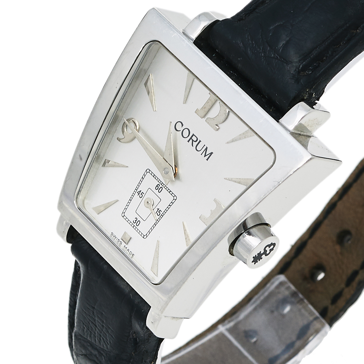 

Corum Silver Stainless Steel Leather Trapeze