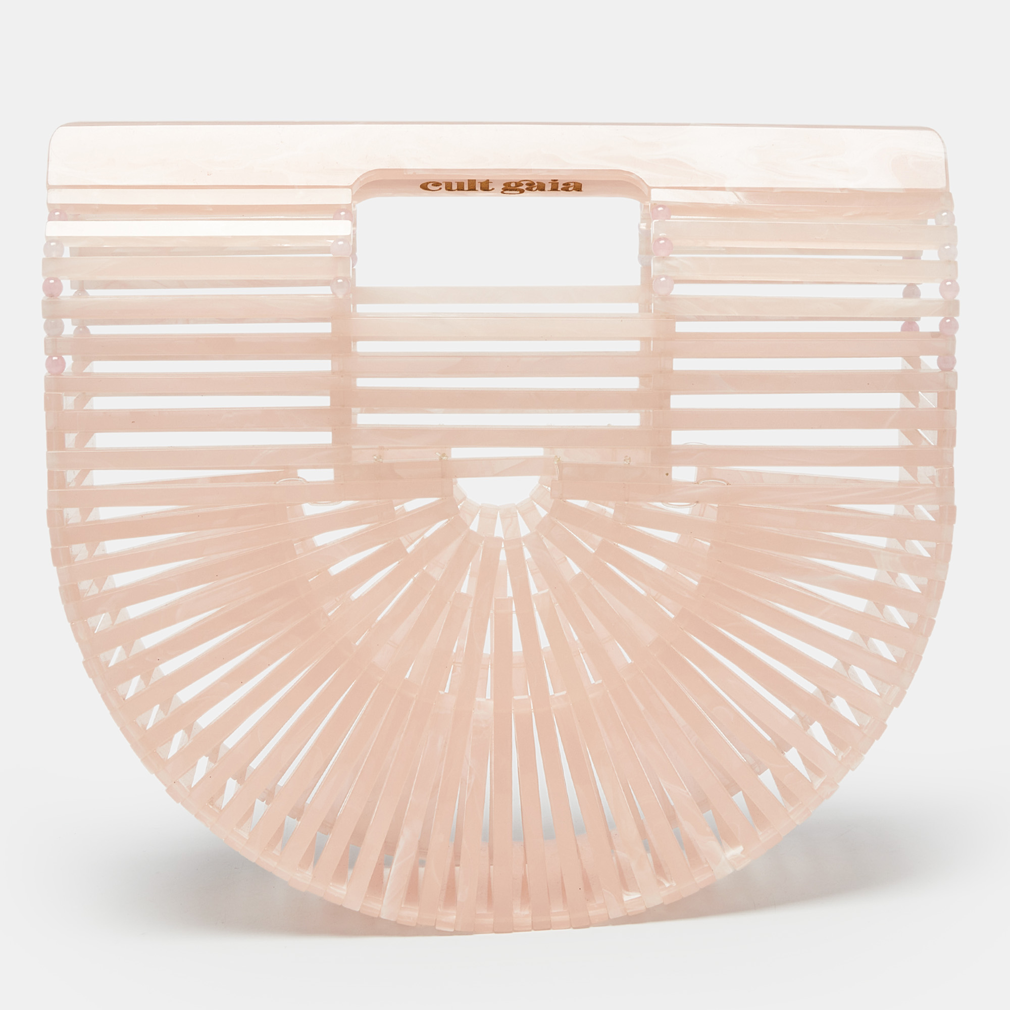 Pre-owned Cult Gaia Pink Acrylic Mini Ark Clutch