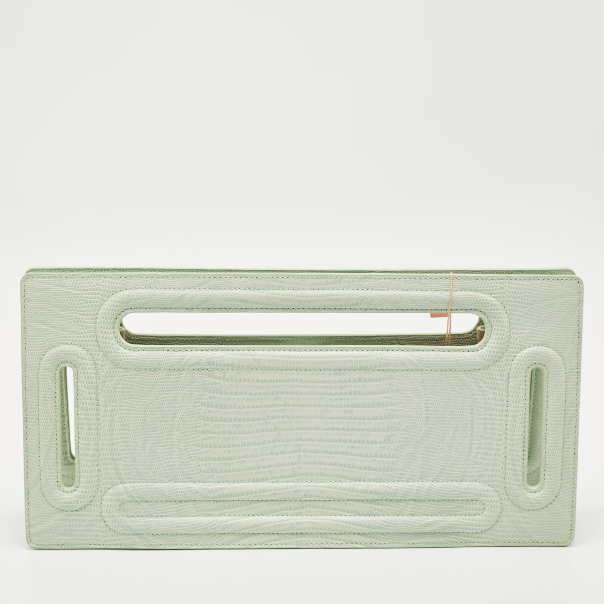 

Cult Gaia Mint Green Lizard Embossed Leather Elora Clutch