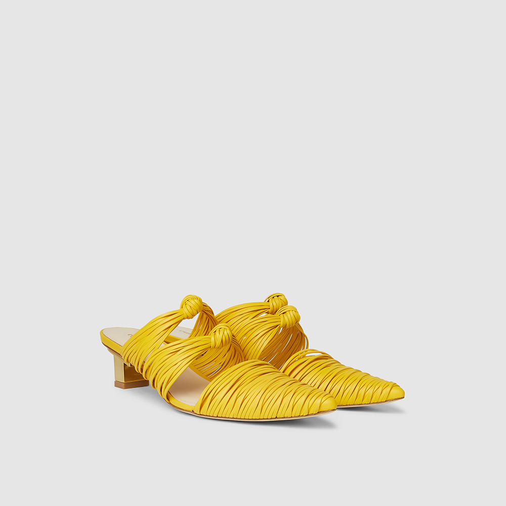 

Cult Gaia Yellow Leather Paige Strappy Mules Size EU