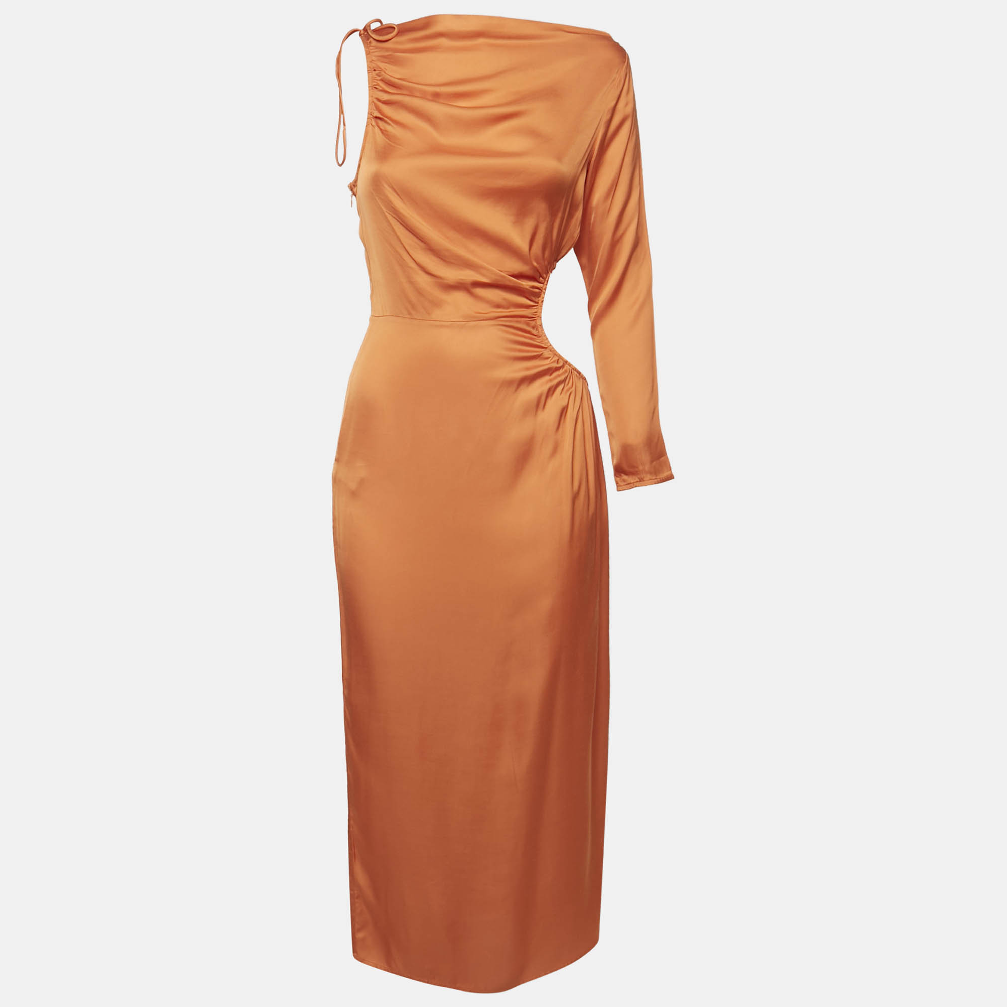 

Cult Gaia Orange Viscose Blend Cut-Out Detail Midi Dress S
