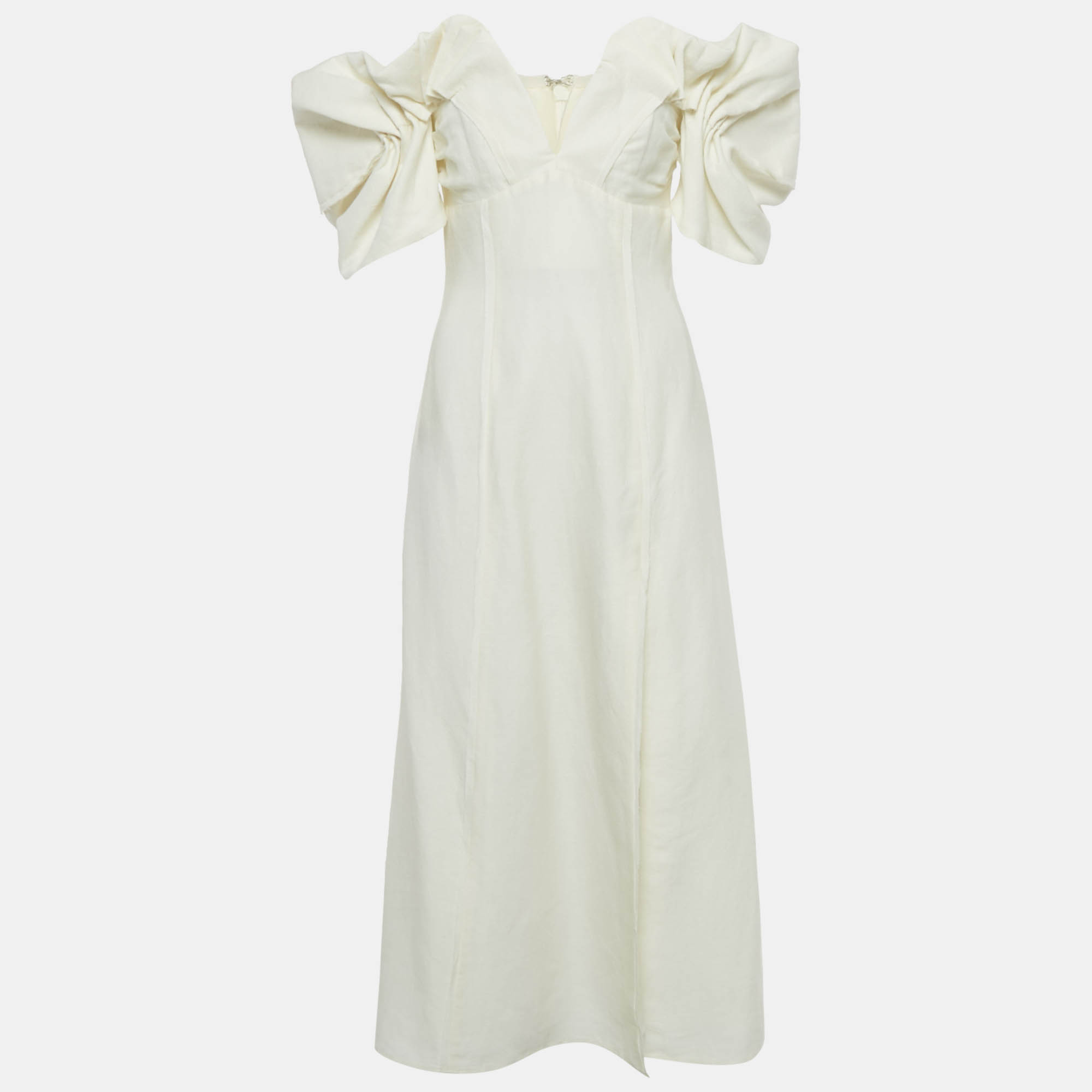 

Cult Gaia Off-White Linen Blend Off-Shoulder Muna Long Dress S
