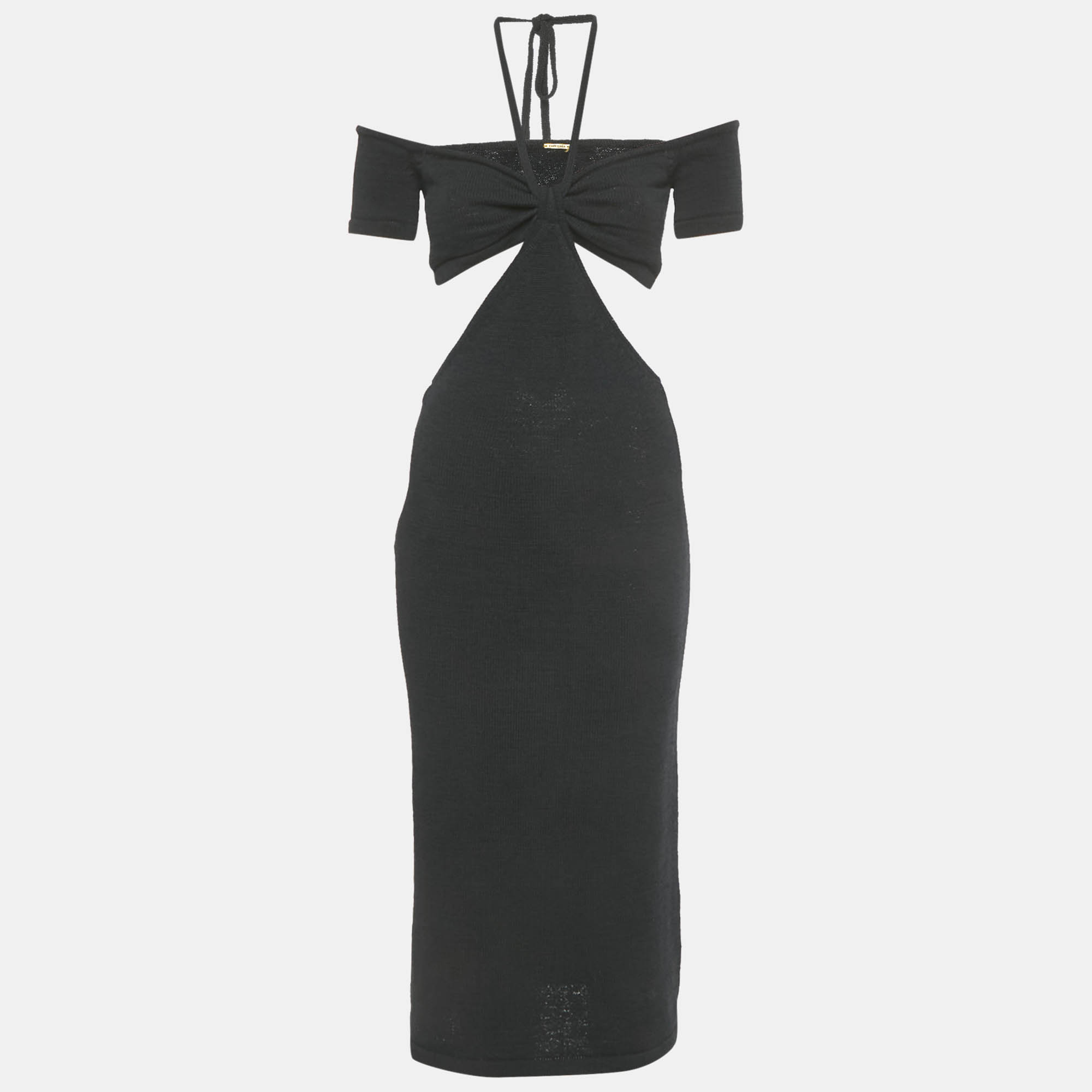 

Cult Gaia Black Cotton Knit Cut-Out Midi Dress S