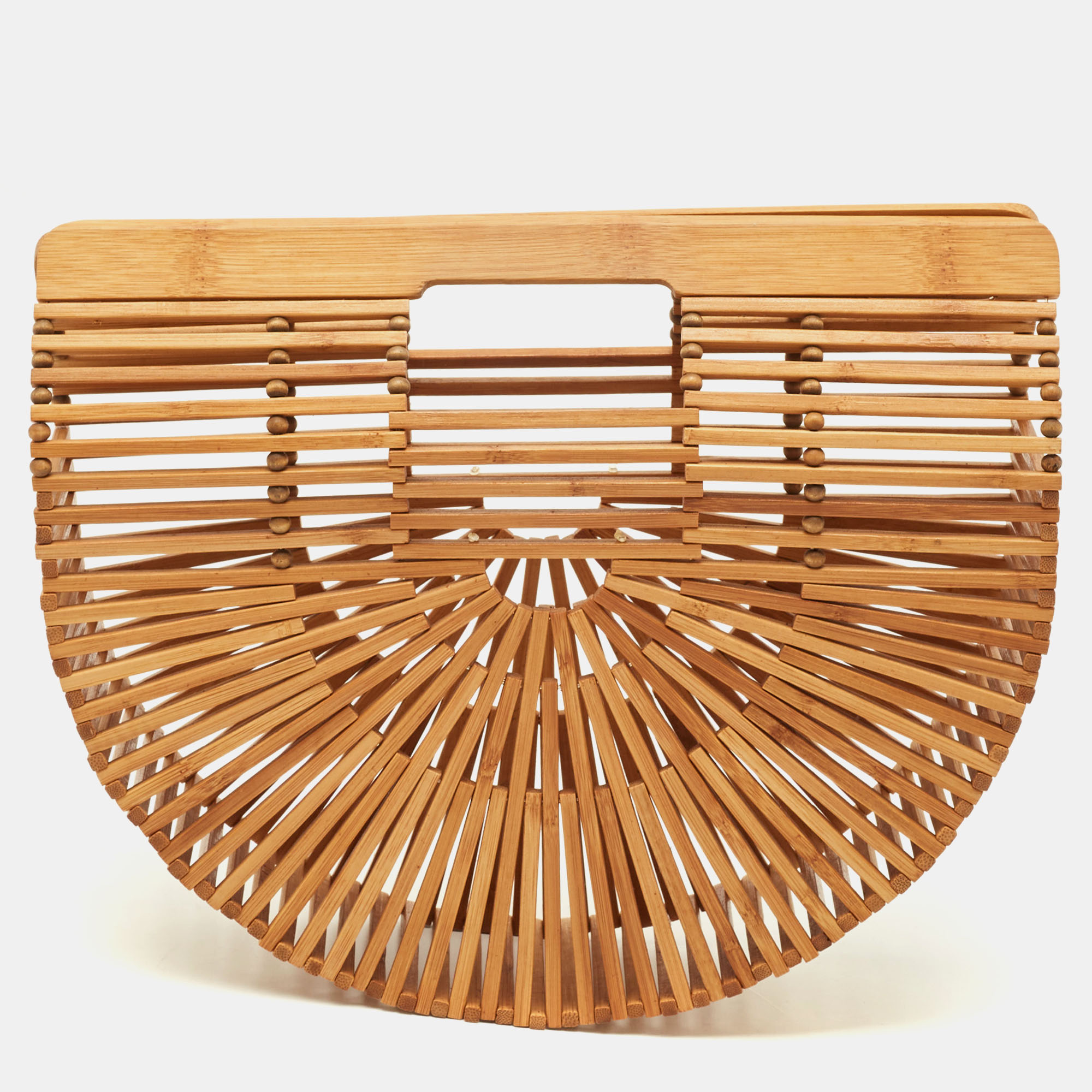 Pre-owned Cult Gaia Ark Small Tan Bamboo Clutch In Brown