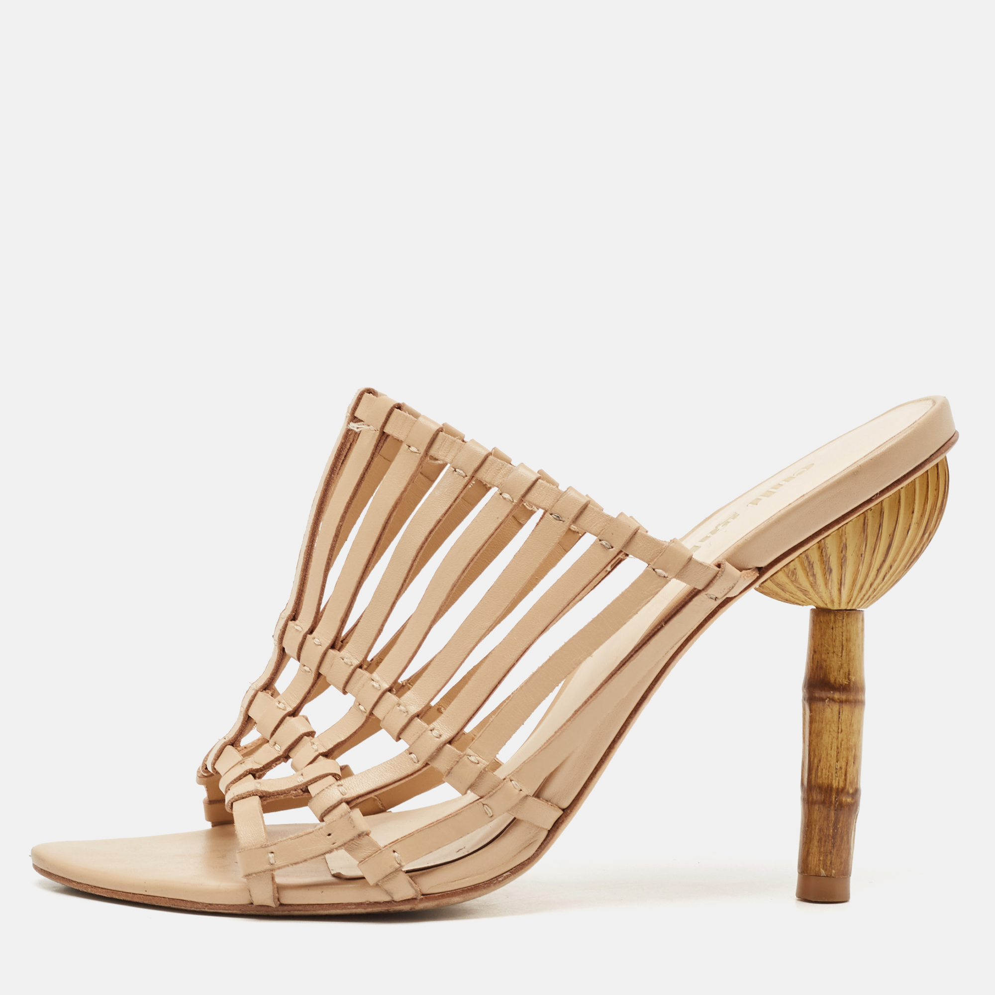 

Cult Gaia Beige Leather Mules Size