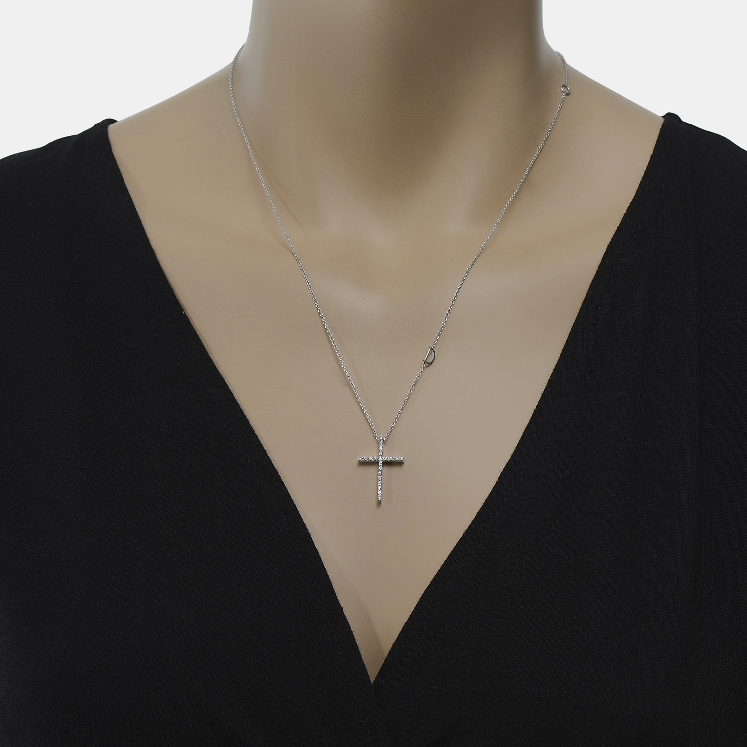 

Damiani 18K White Gold, Diamond Cross Pendant Necklace