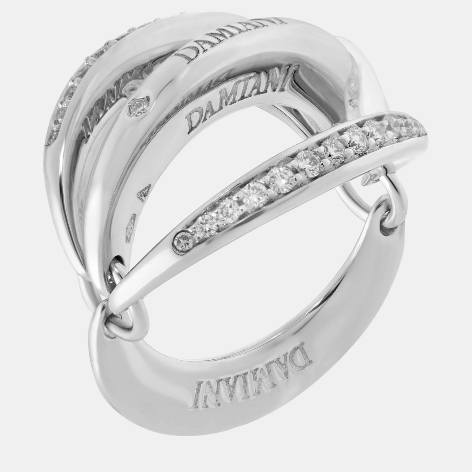Pre-owned Damiani 18k White Gold And White Diamond 0.48ct. Tw. Band Ring Sz. 7