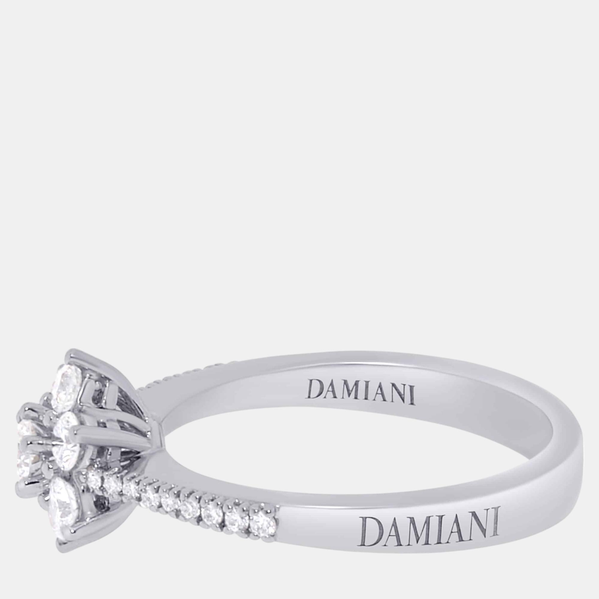 Pre-owned Damiani 18k White Gold Diamond 0.64ct. Tw. Cluster Ring Sz. 6.25