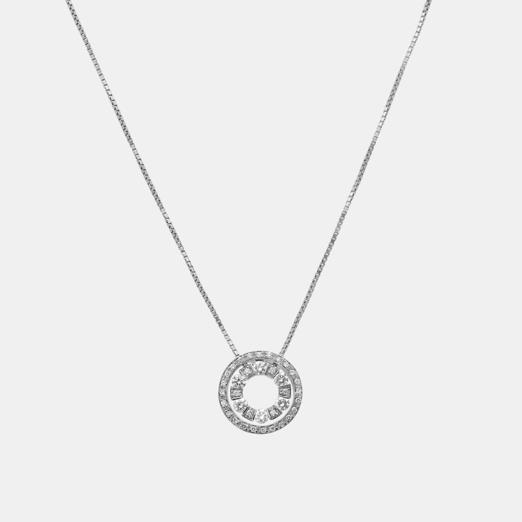Pre-owned Damiani 18k White Gold Diamond 0.49ct. Tw. Ring Pendant Necklace