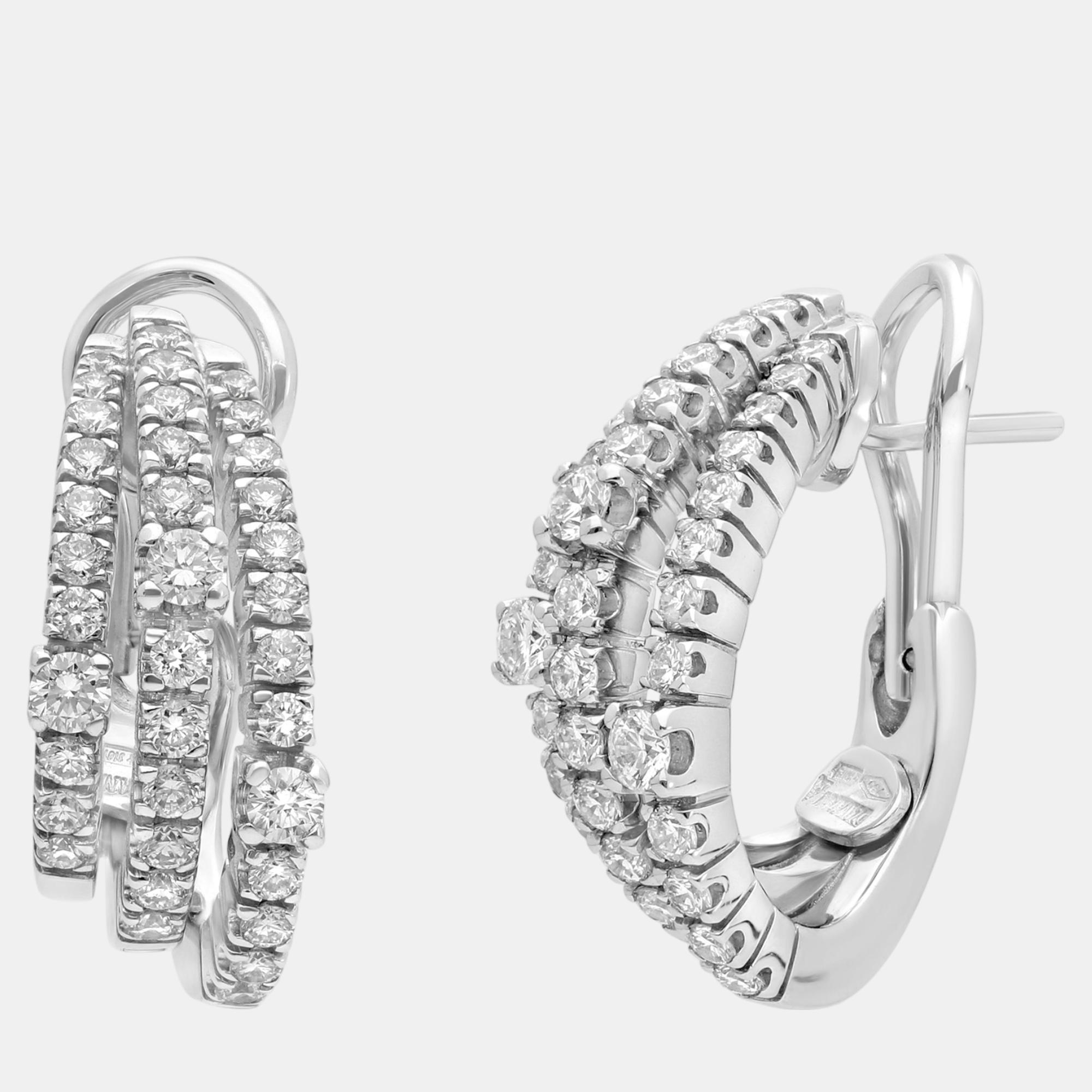 

Damiani 18K White Gold, Diamond 1.43ct. tw. Huggie Earrings