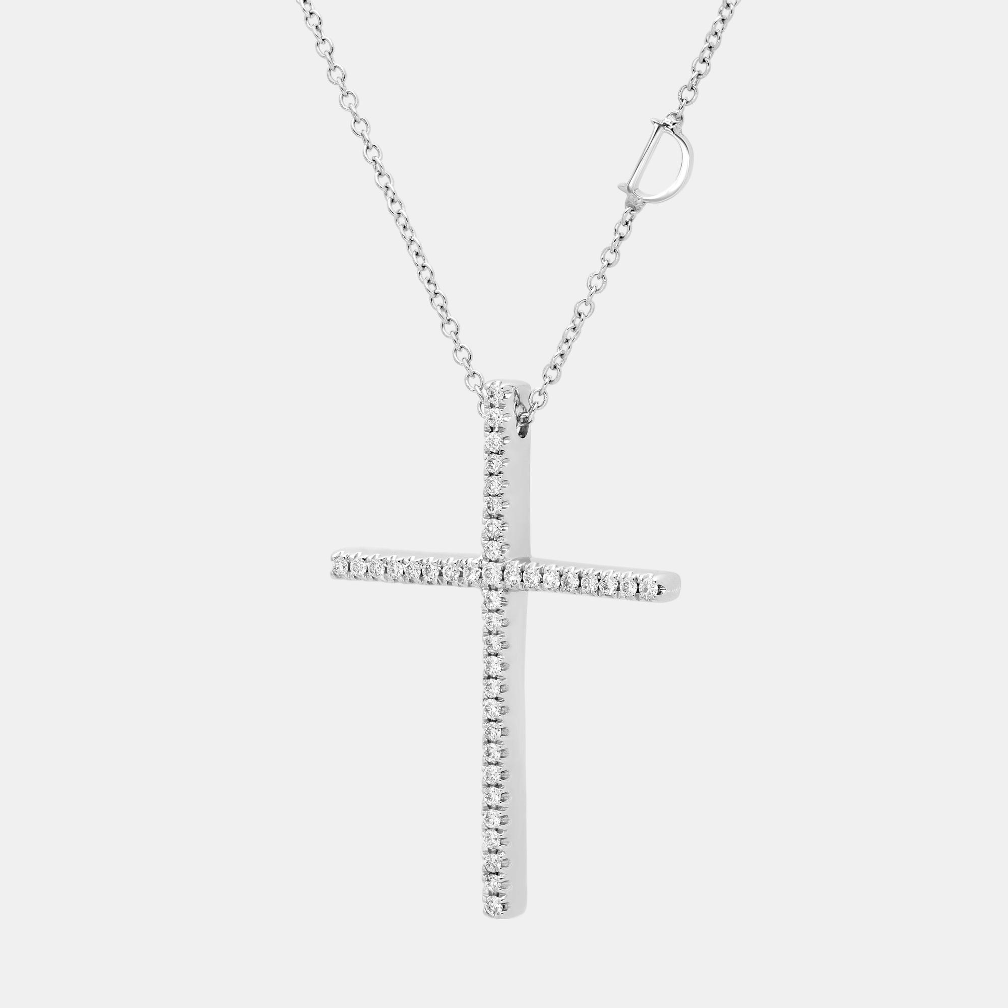 

Damiani 18K White Gold, Diamond Cross Pendant Necklace