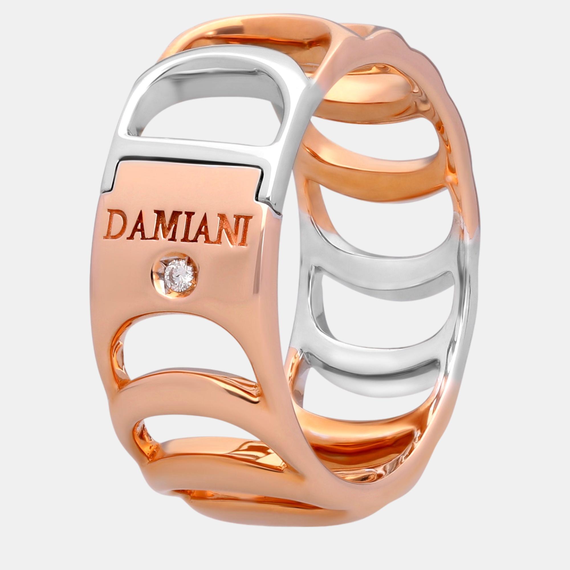 Pre-owned Damiani 18k Rose Gold And 18k White Gold Diamond Band Ring
