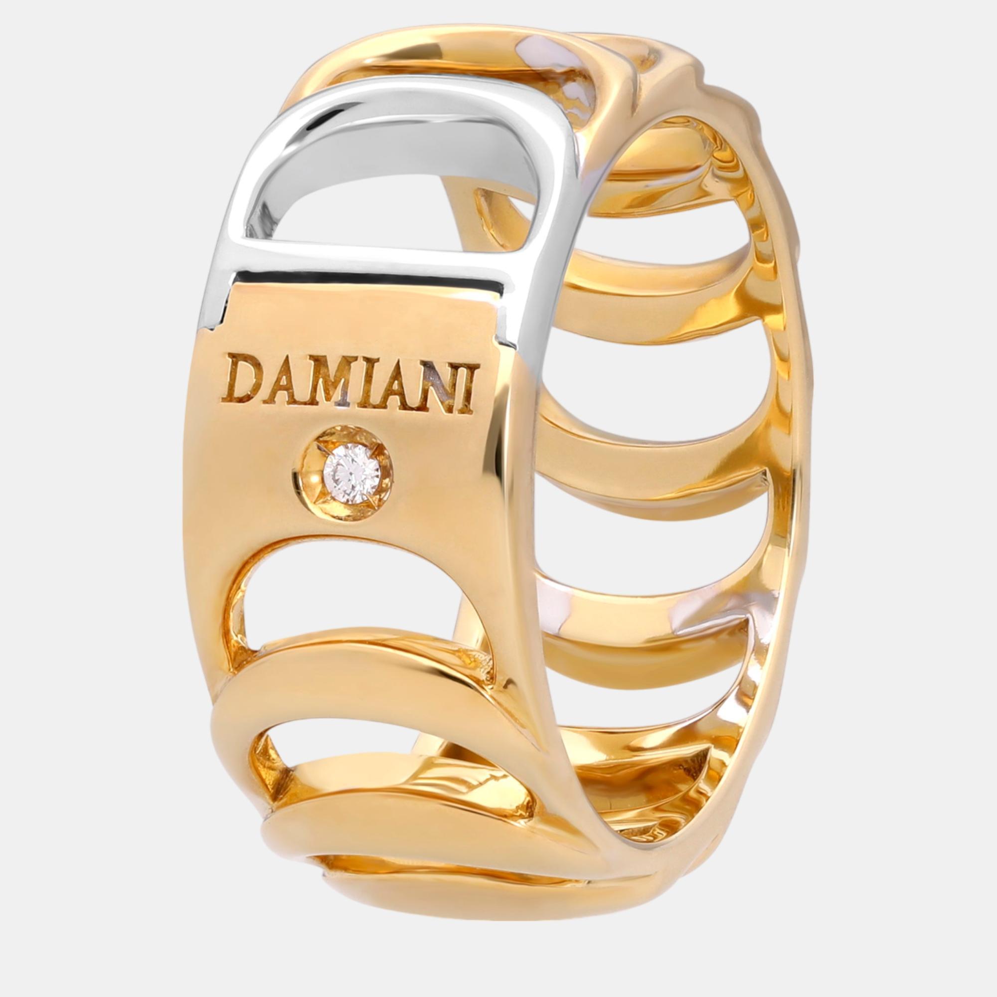Pre-owned Damiani 18k Yellow Gold And 18k White Gold Diamond Band Ring