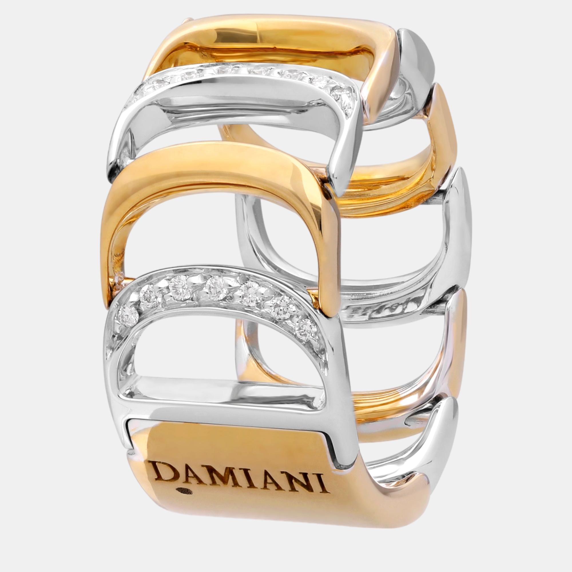 Pre-owned Damiani 18k Yellow Gold And 18k White Gold Diamond Band Ring