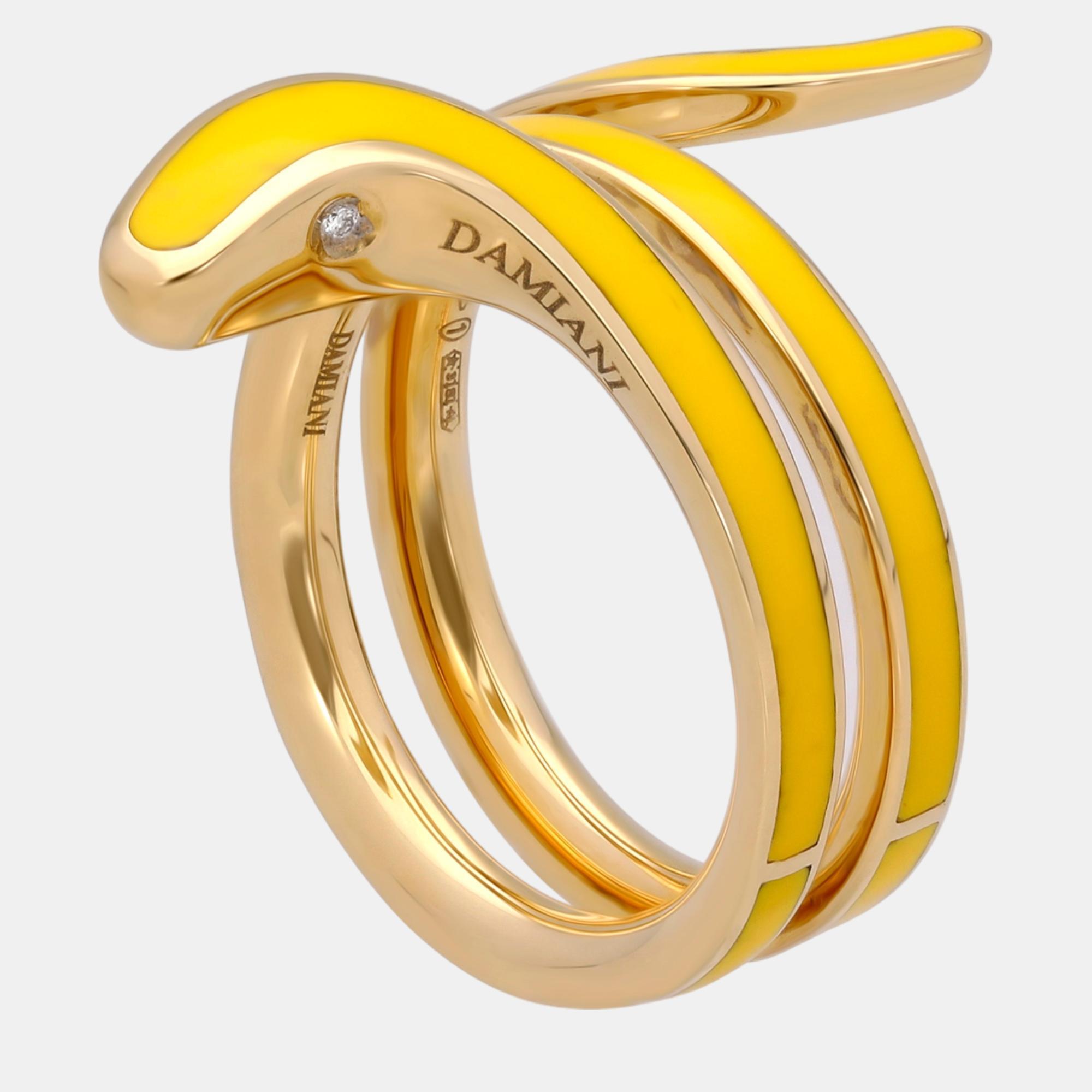 Pre-owned Damiani 18k Yellow Gold And Yellow Ceramic Diamond Snake Wrap Ring