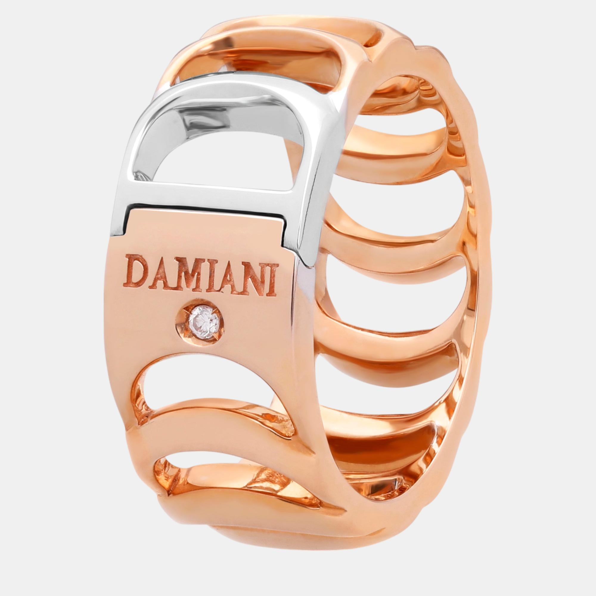Pre-owned Damiani 18k Rose Gold And 18k White Gold Diamond Band Ring