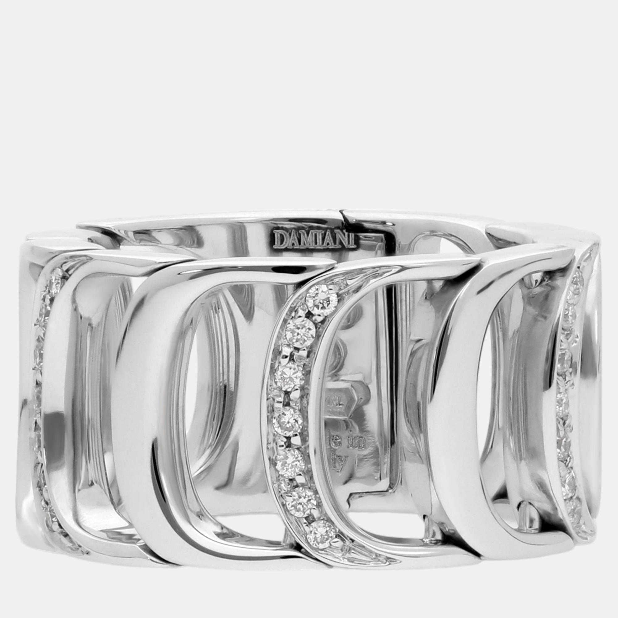 Pre-owned Damiani Ssima 18k White Gold Diamond Band Ring