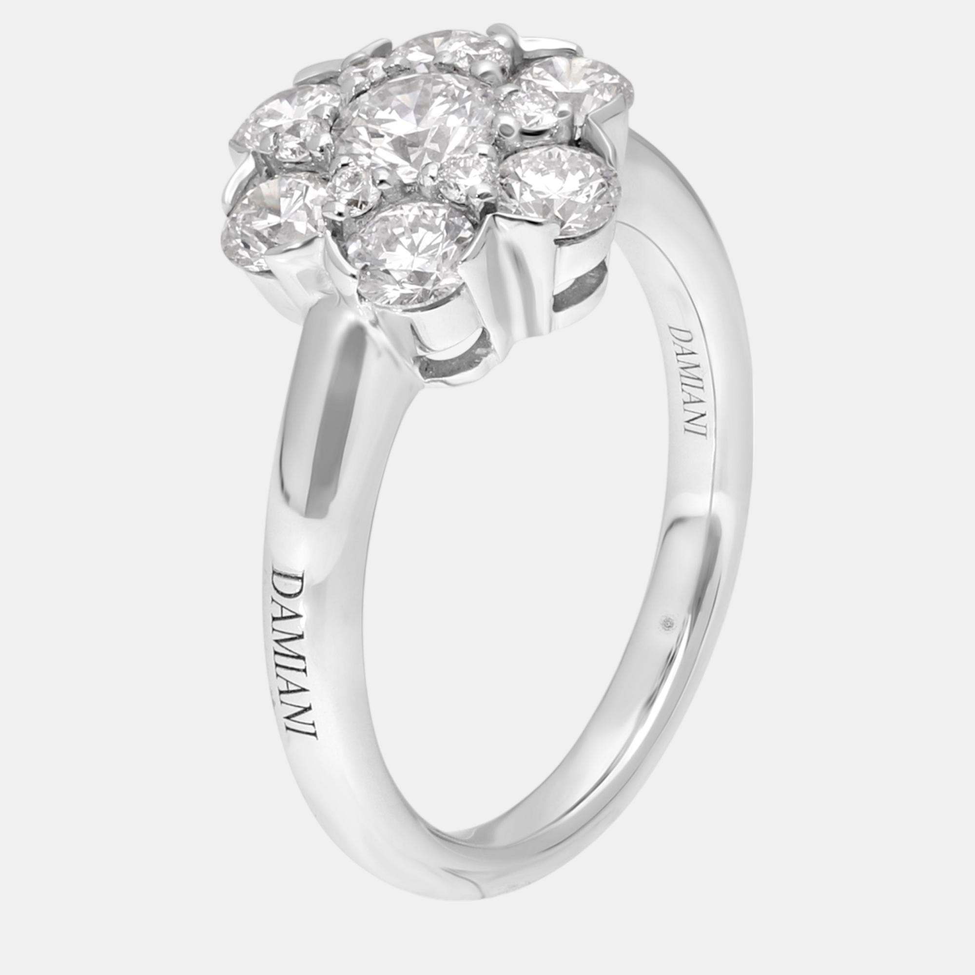 Pre-owned Damiani Simboli 18k White Gold Diamond 1.50ct. Tw. Flower Ring