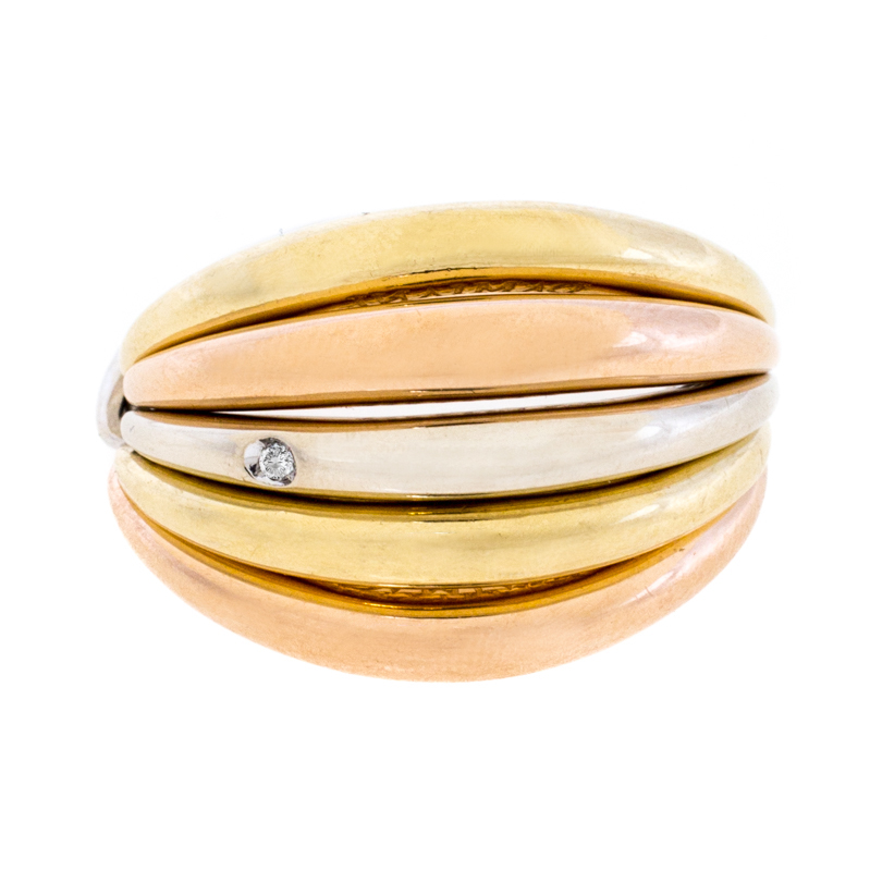 

Damiani Spicchi Luna Diamond 18k Three Tone Gold Ring Size