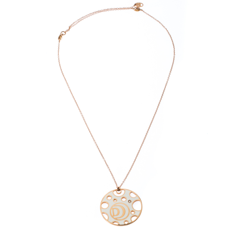 

Damiani Damianissima Diamond Ceramic Double Face 18k Rose Gold Pendant Necklace