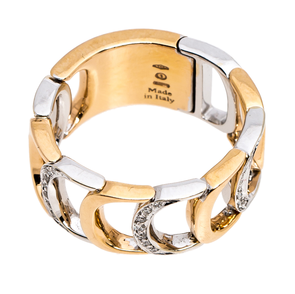 

Damiani D Link Diamond 18K Two Tone Gold Band Ring Size