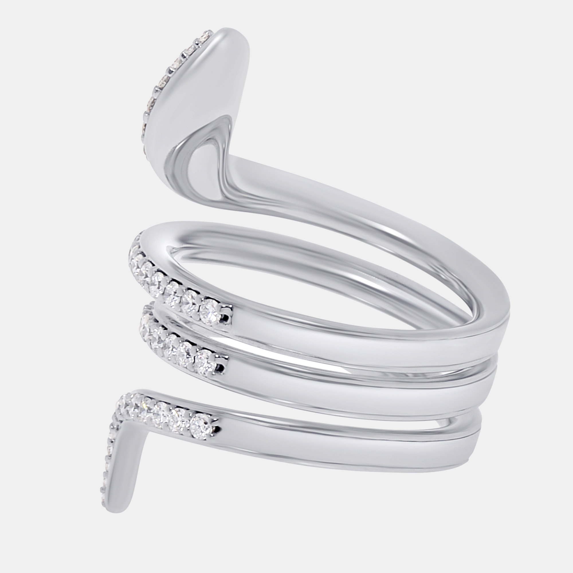 

Damiani 18K White Gold, Diamond 0.96ct. tw. Serpent Wrap Ring Sz. 6