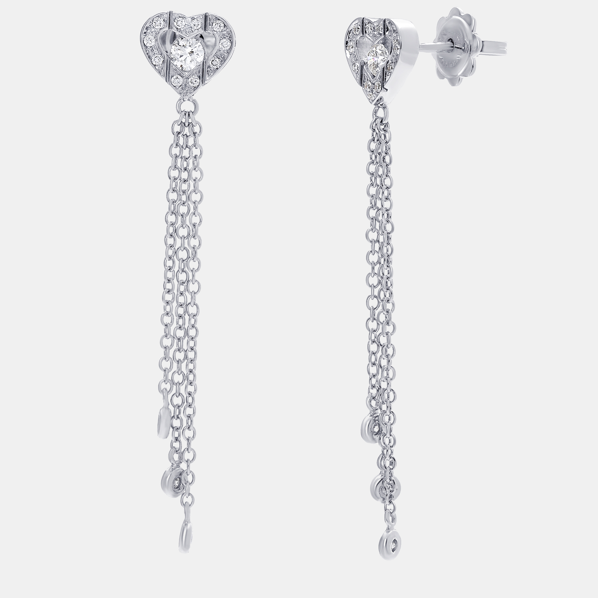 

Damiani 18K White Gold, Heart Design Diamond Drop Earrings