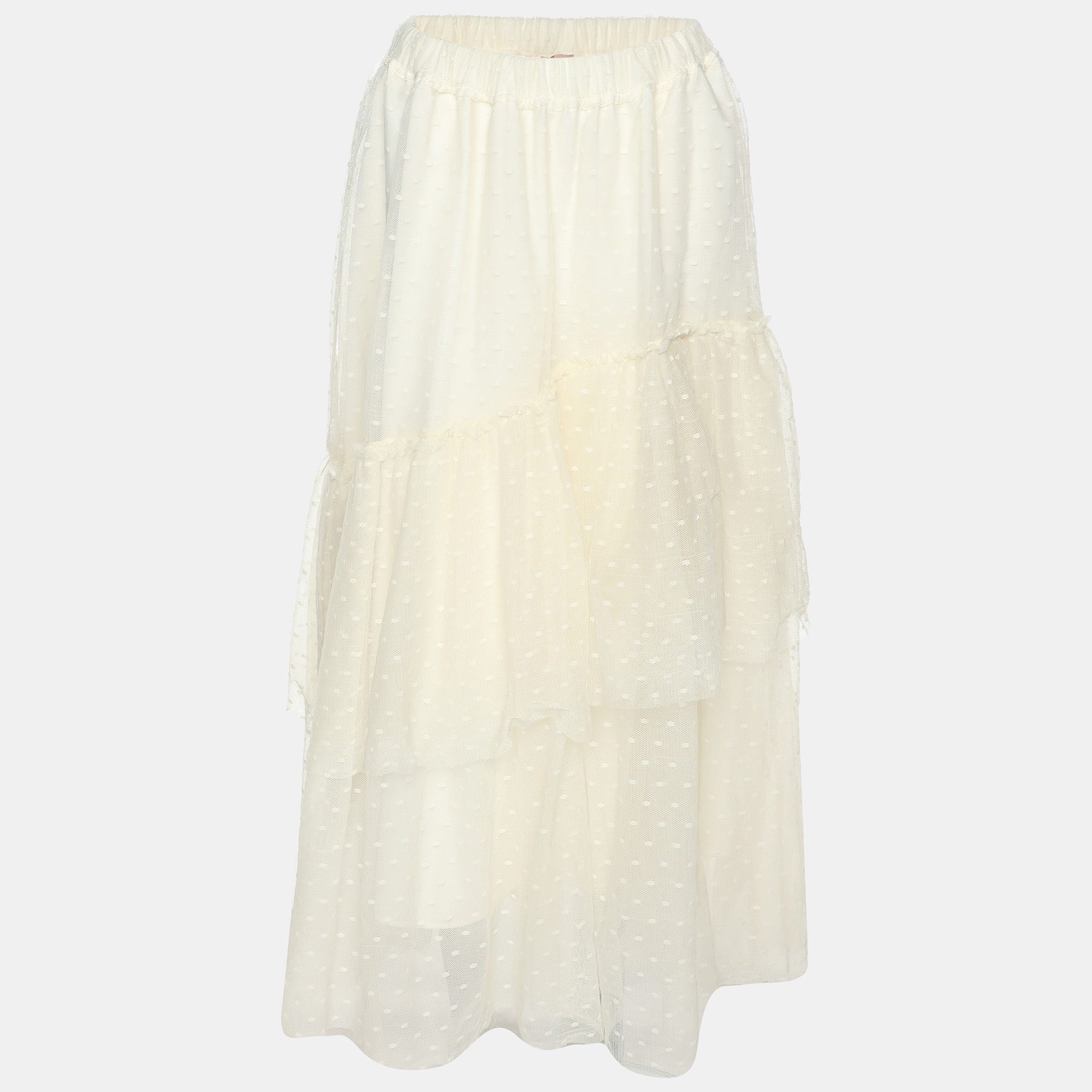 

Twinset Cream Tulle Pleated Midi Skirt M