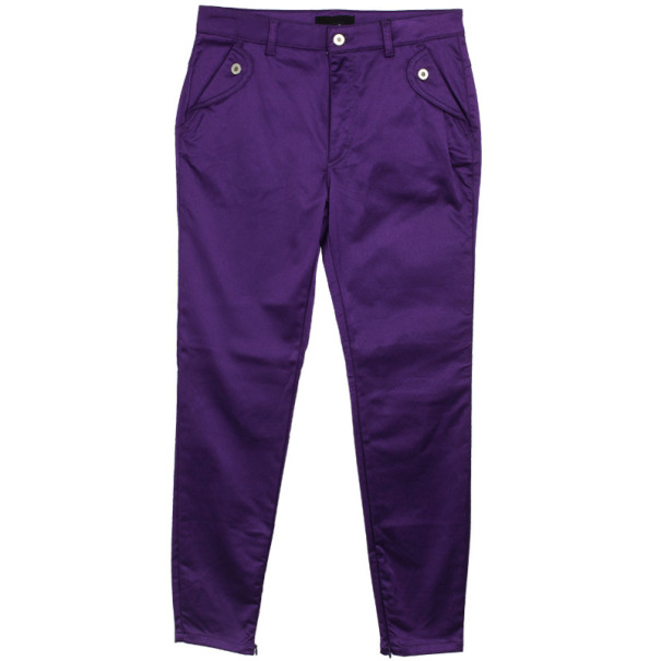 Pre Owned D&G Purple Satin Jeans L