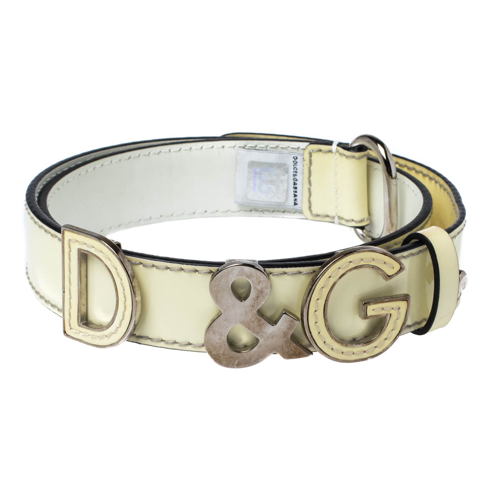 

D&G Light Cream Patent Leather Logo Belt