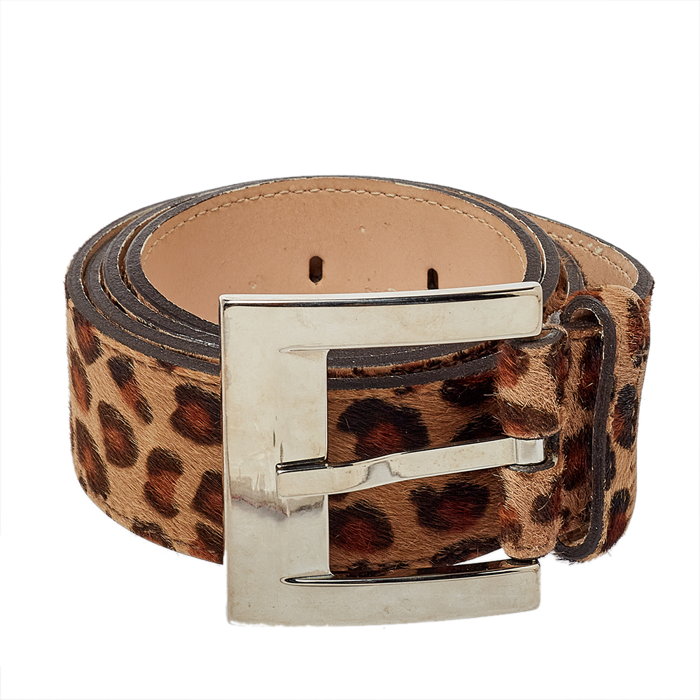

D&G Beige Animal Print Calf Hair Classic Belt