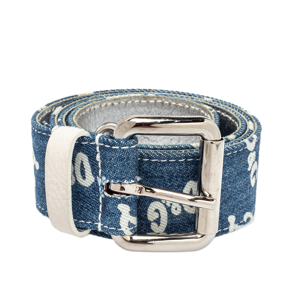 

D&G Blue Denim Logo Print Buckle Belt