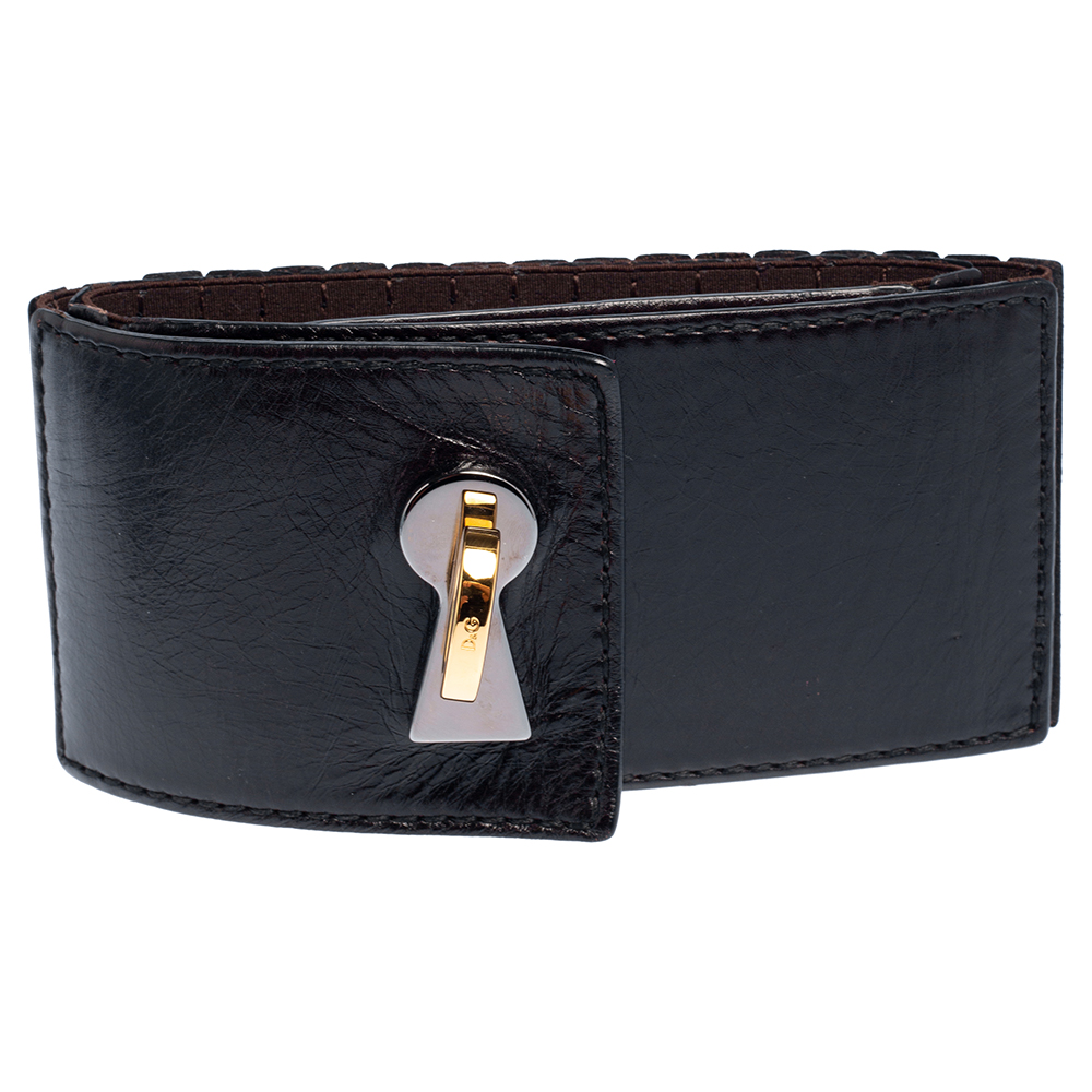 

D&G Dark Brown Leather and Elastic Band Waist Belt