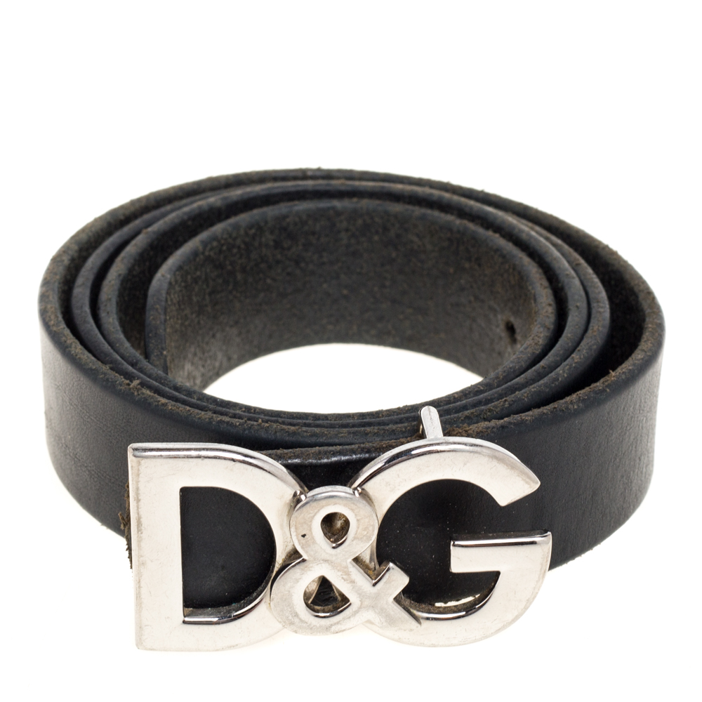 

D & G Black Leather Buckle Belt
