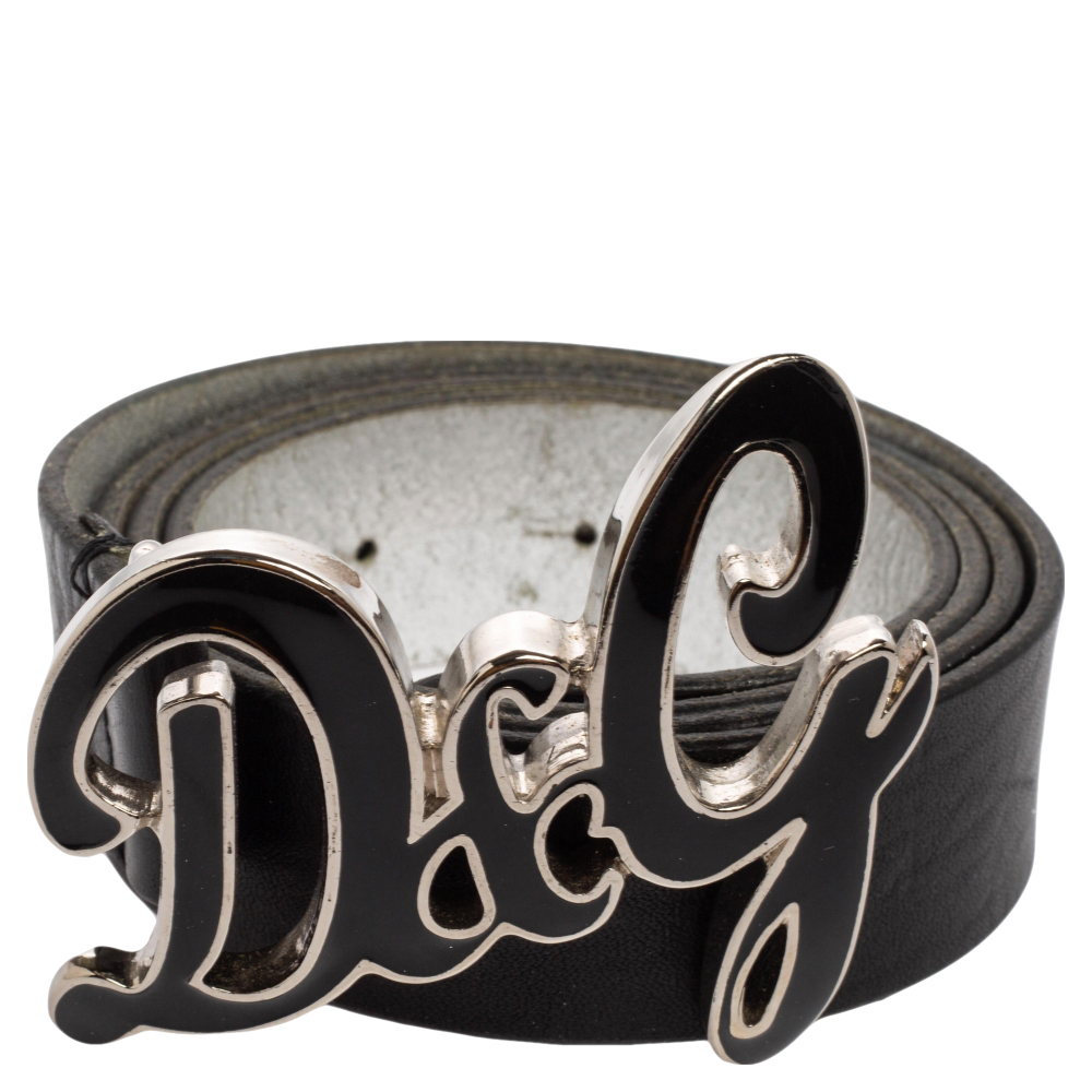 

D&G Black Leather DG Logo Belt