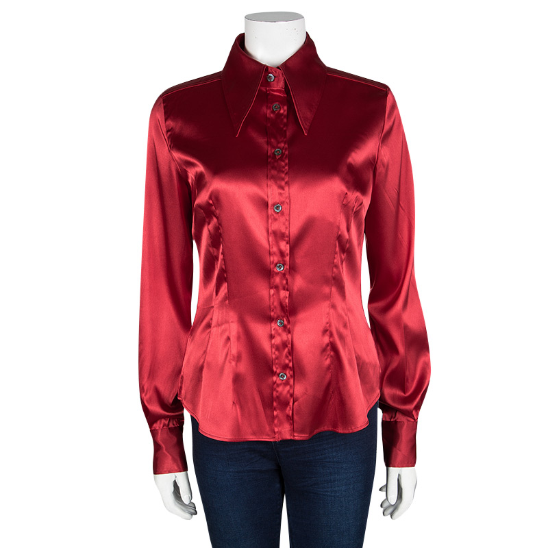

D&G Red Button Front Long Sleeve Shirt