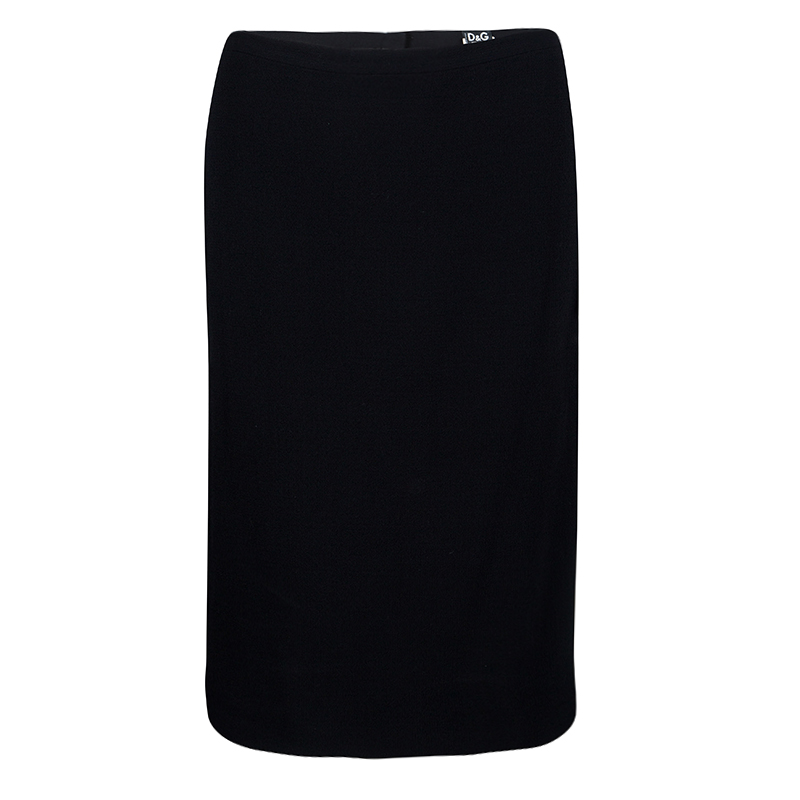 Pre Owned D&G Black Wool Pencil Skirt M