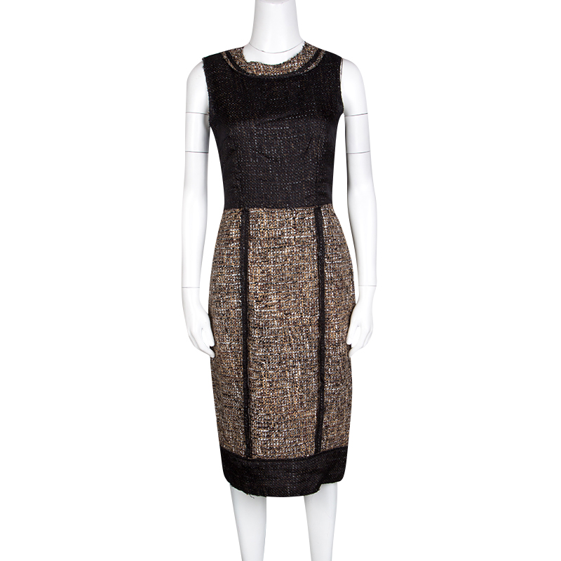 

D&G Brown and Black Textured Sleeveless Dress
