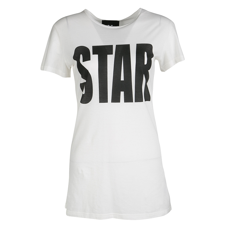 D&G White Cotton Star Print Short Sleeve T-Shirt L