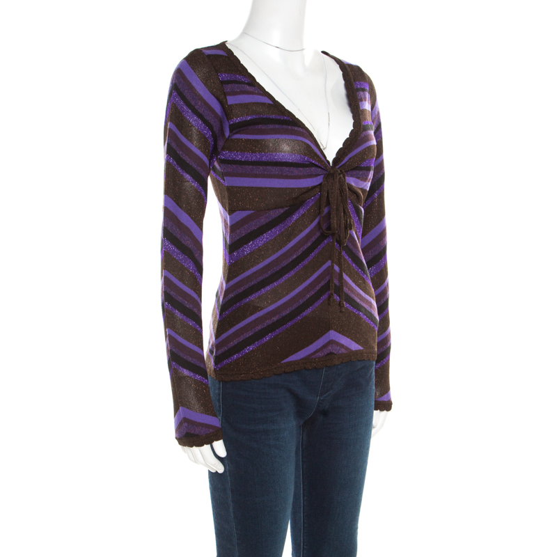 

D & G Multicolor Striped Lurex Knit Long Sleeve Top