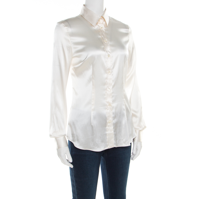 

D&G Off White Satin Long Sleeve Shirt