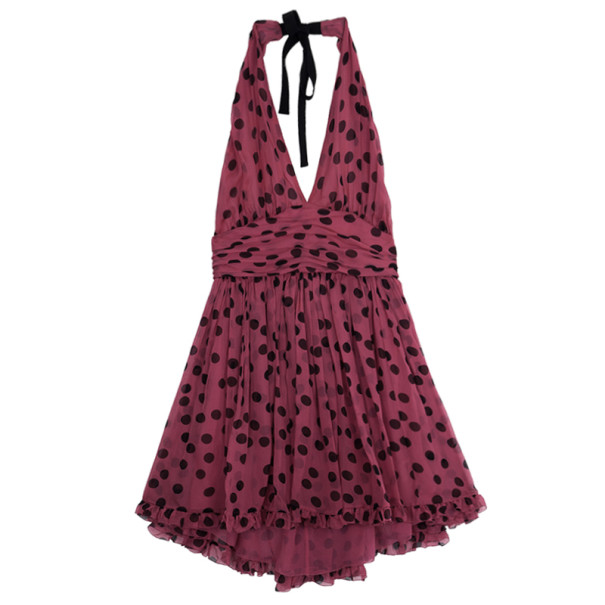 D&amp;G Ruched Polka Dot Dress M